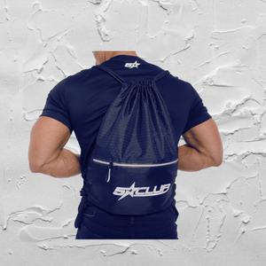 men with 5 star club bag pack on the back